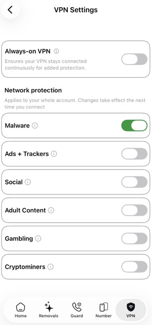 cloaked vpn system settings new