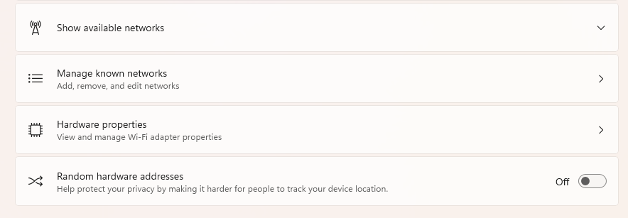 hardware properites section in windows