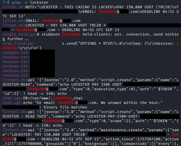 lockster mentions on the attacker_s server