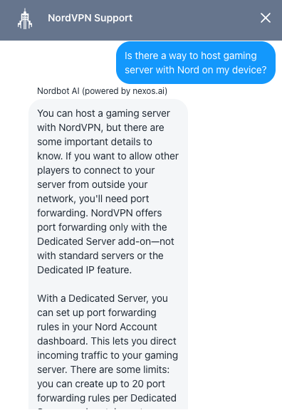 nordvpn ai support answer