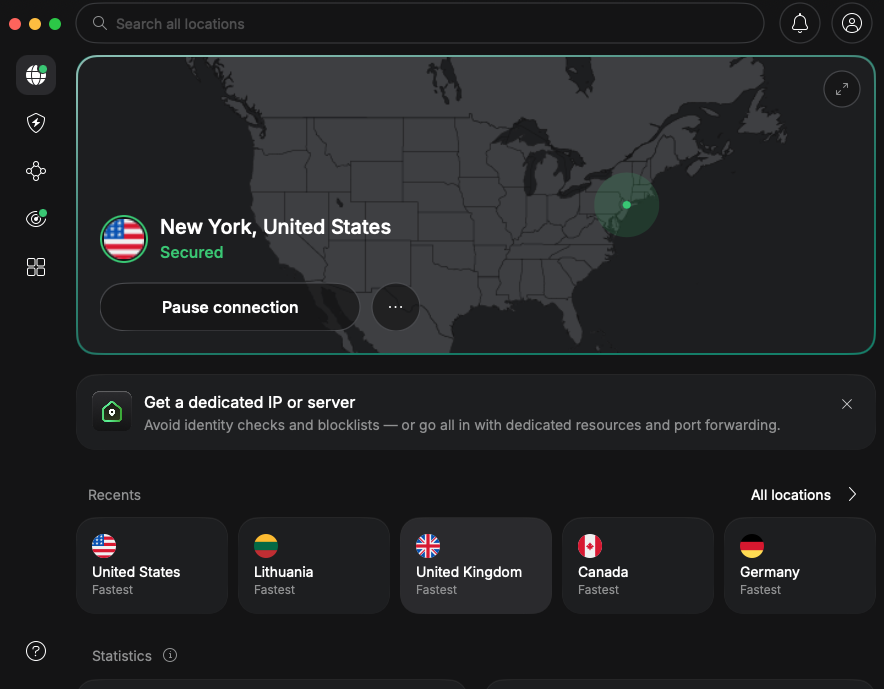 nordvpn connected to US muse ai