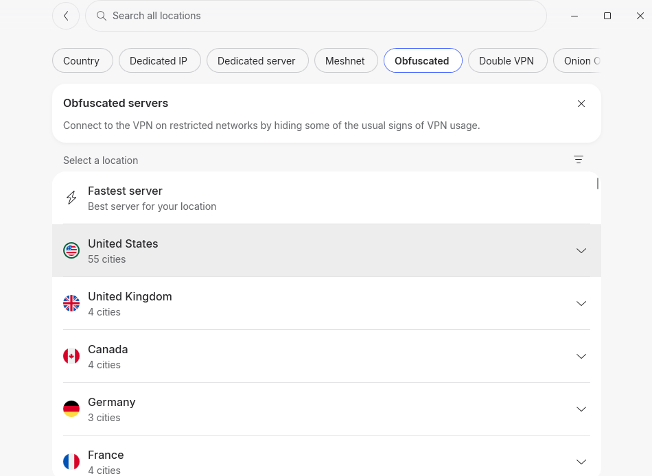 nordvpn selection of obfuscated servers