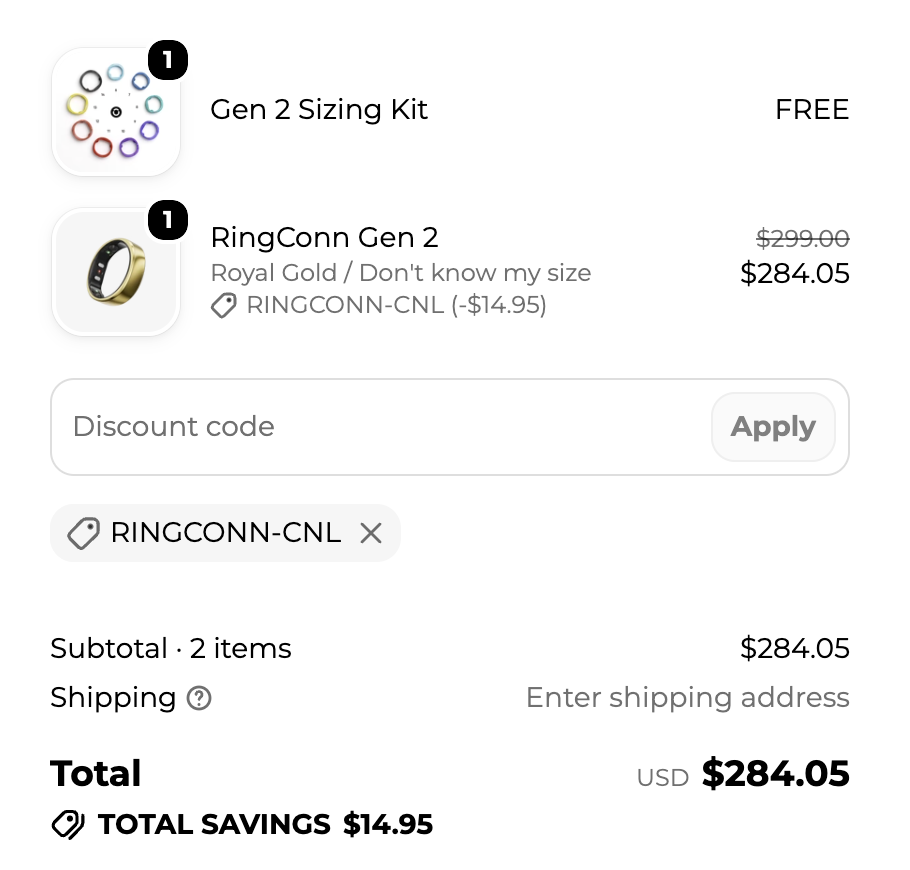 ringconn code applied