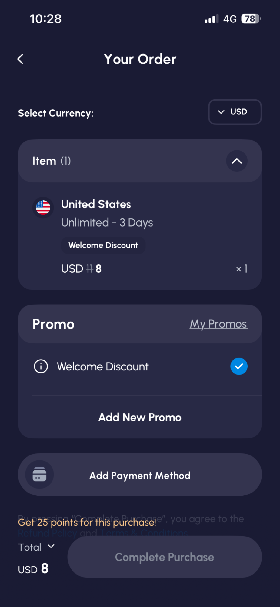 select your currency add payment