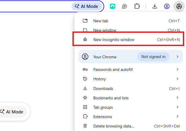 launching Incognito windows on chrome