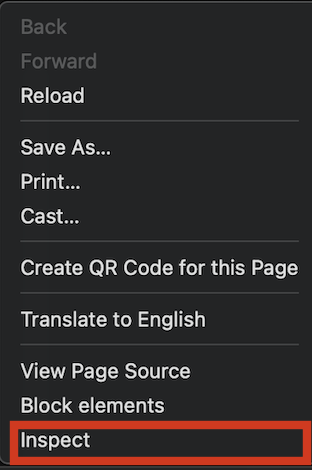 Open the websiteclick the page and select Inspect