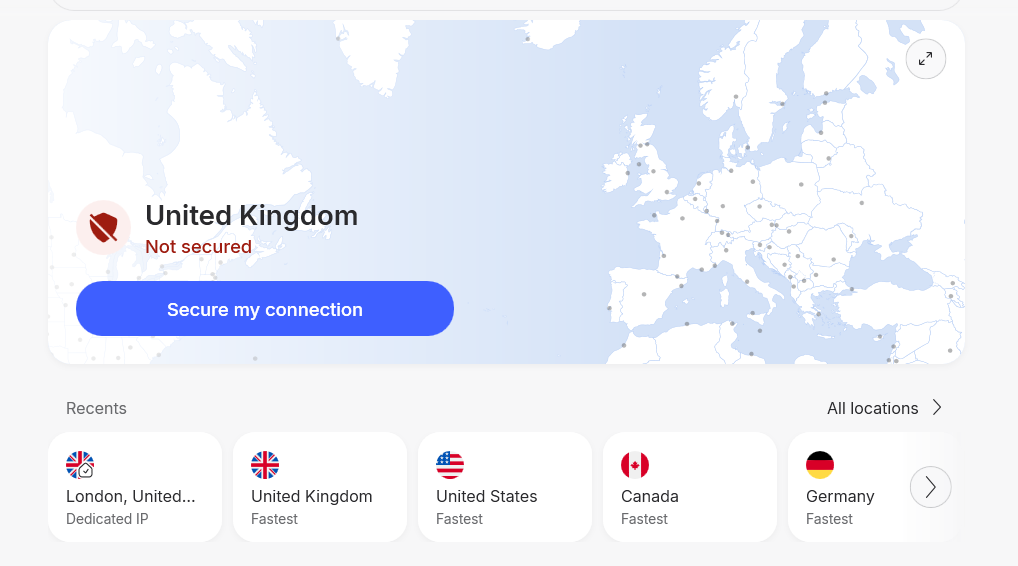 Selecting server location in NordVPN