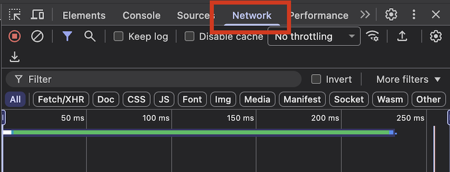 Select the Network tab