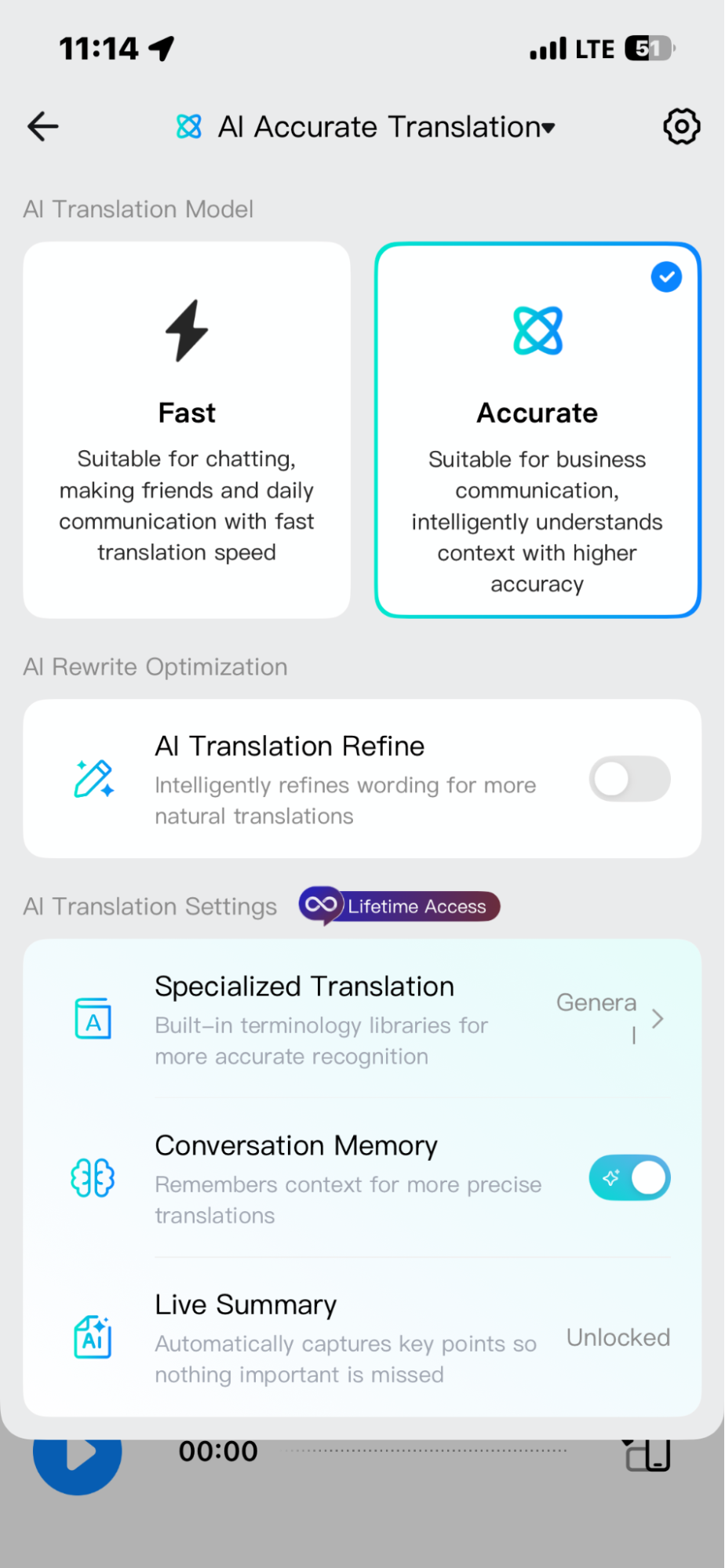 Timekettle W4 Plus AI settings