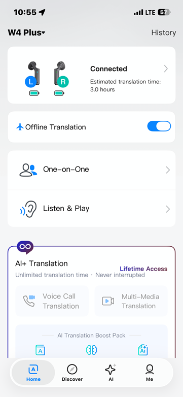 Timekettle app dashboard
