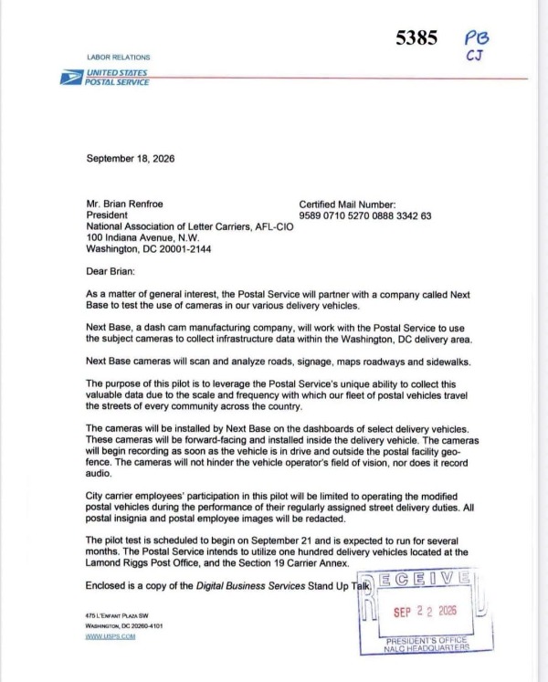 US postal service  letter
