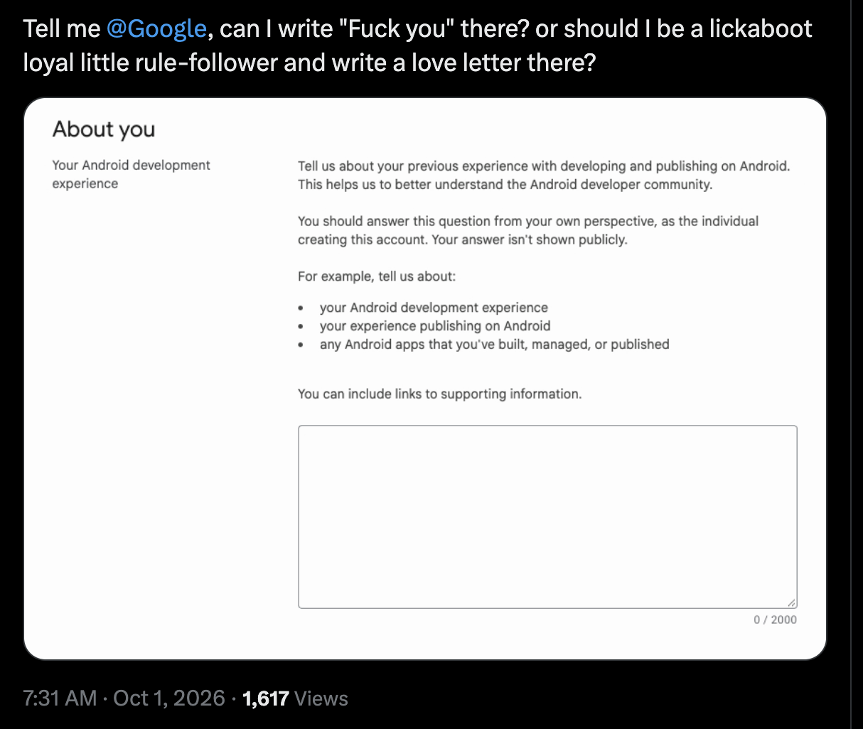 Screenshot of a post on X.
