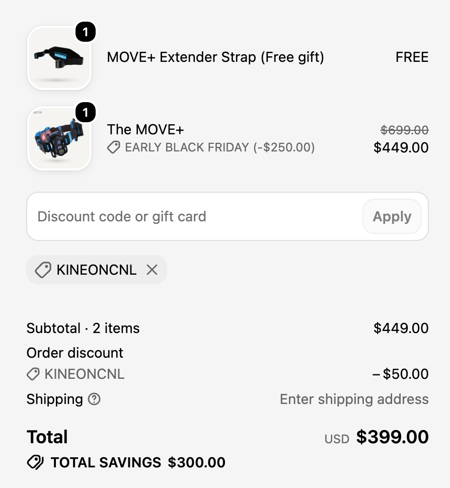 checking if kineon discount code works