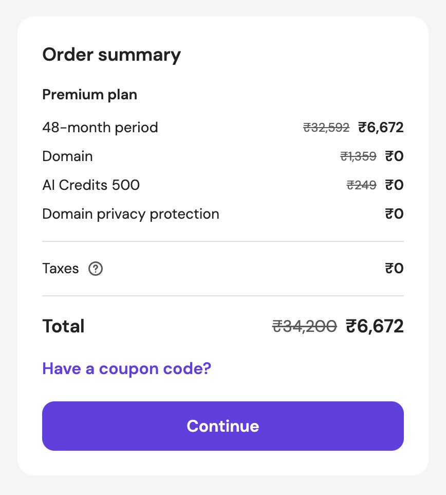hostinger india checkout clean