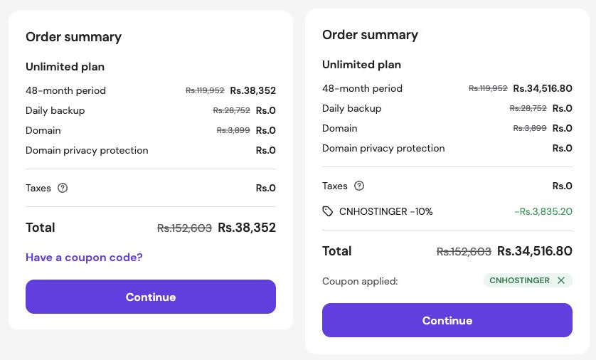 hostinger_unlimited_plan_coupon_before_after