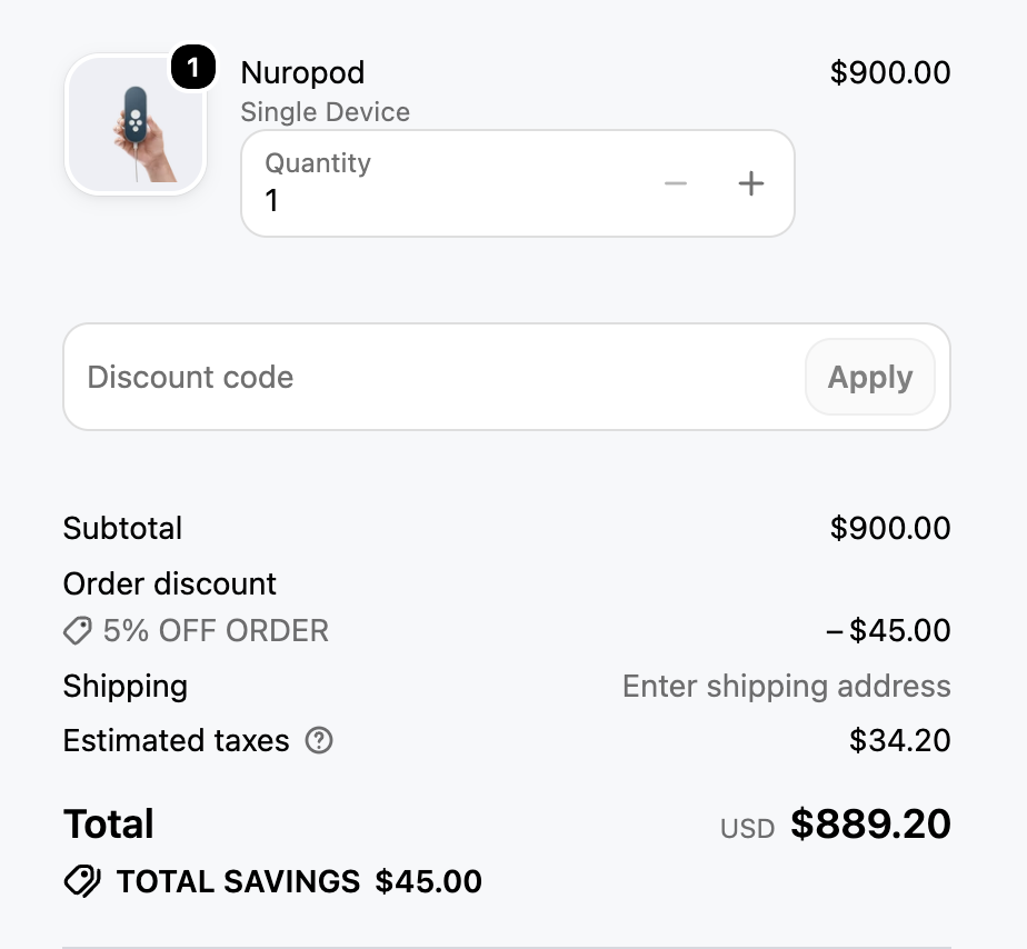 nuropod with discount checkout
