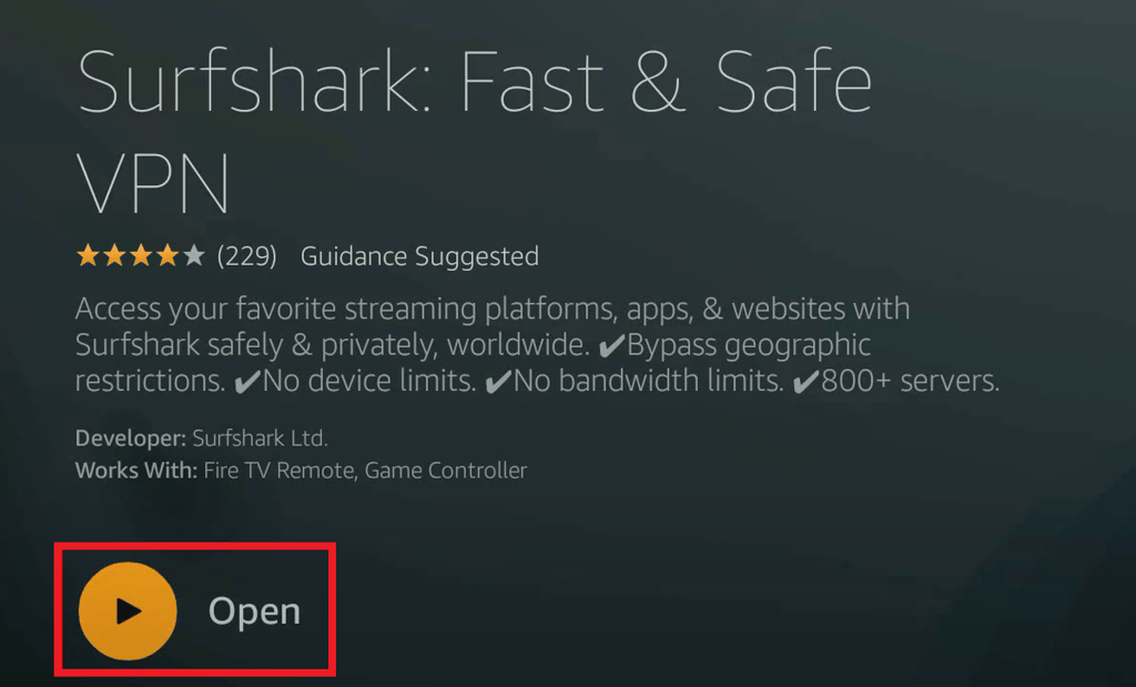 Fire Stick Surfshark get Amazon store