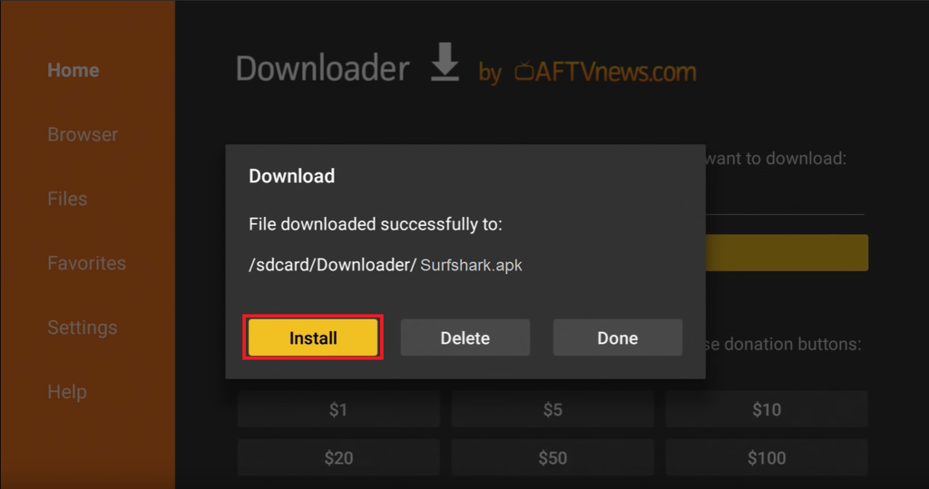 Install app from downloader