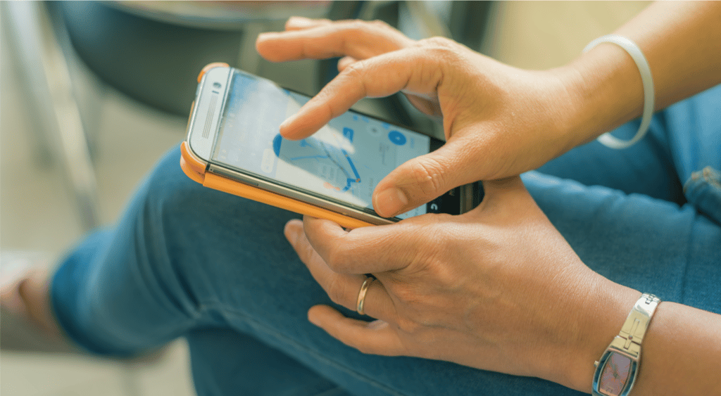 woman using a GPS on android