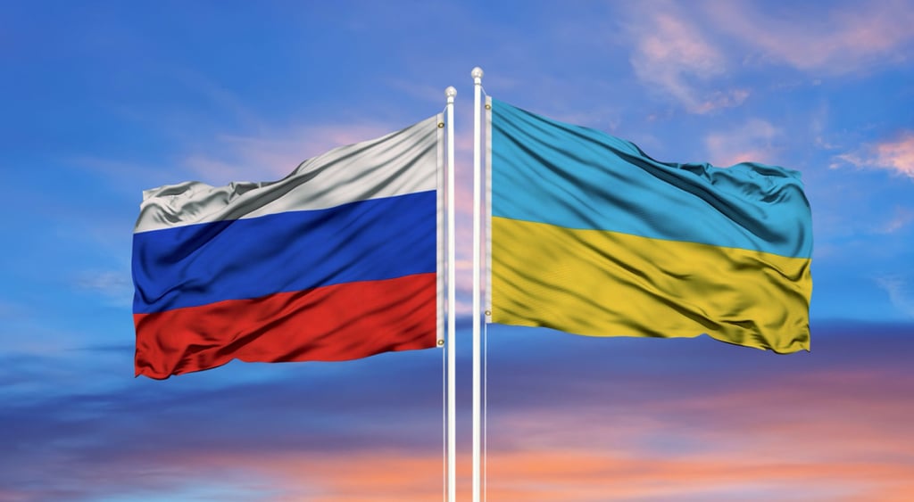 Russian and Ukrainian flags