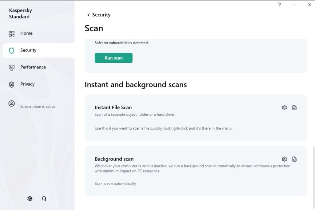 Kaspersky scan options