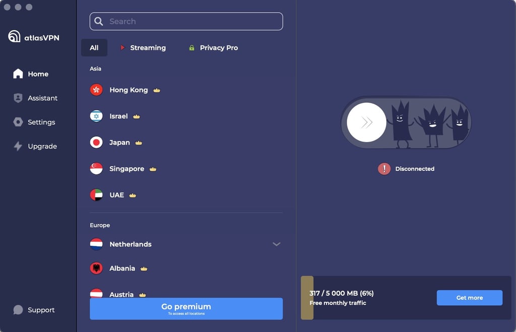 Atlas VPN macOS app interface
