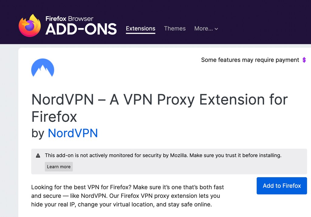 setting up free nordvpn on firefox browser step 2