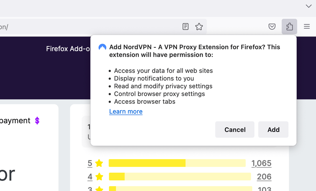 setting up free nordvpn on firefox browser step 3