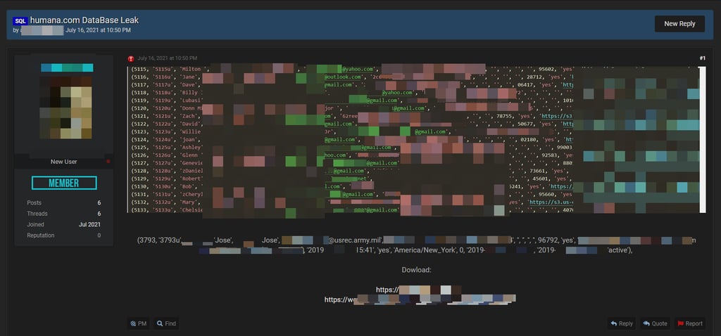 Humana data base leak
