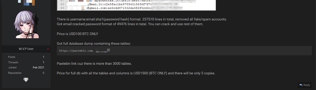 Orakulas data base leak