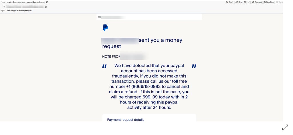 paypal phishing email