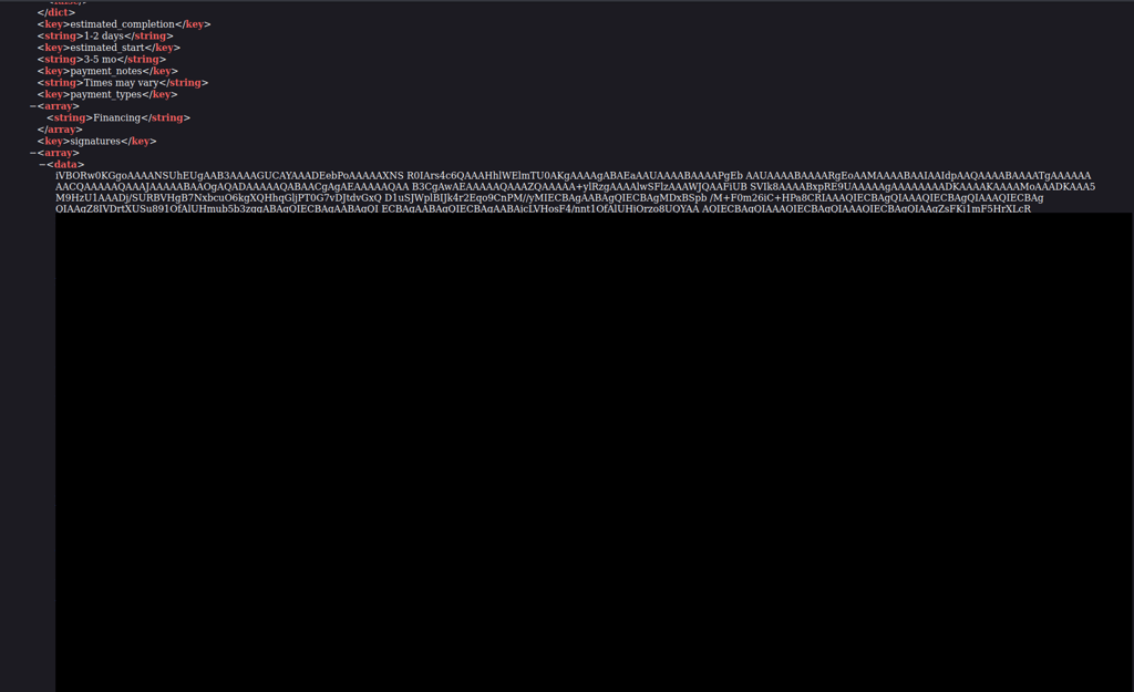 Screenshot of “savedata” file containing signature hashes.