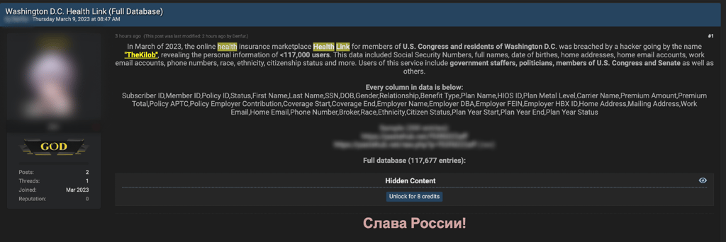 Screenshot from hacker forum | Source: Cybernews