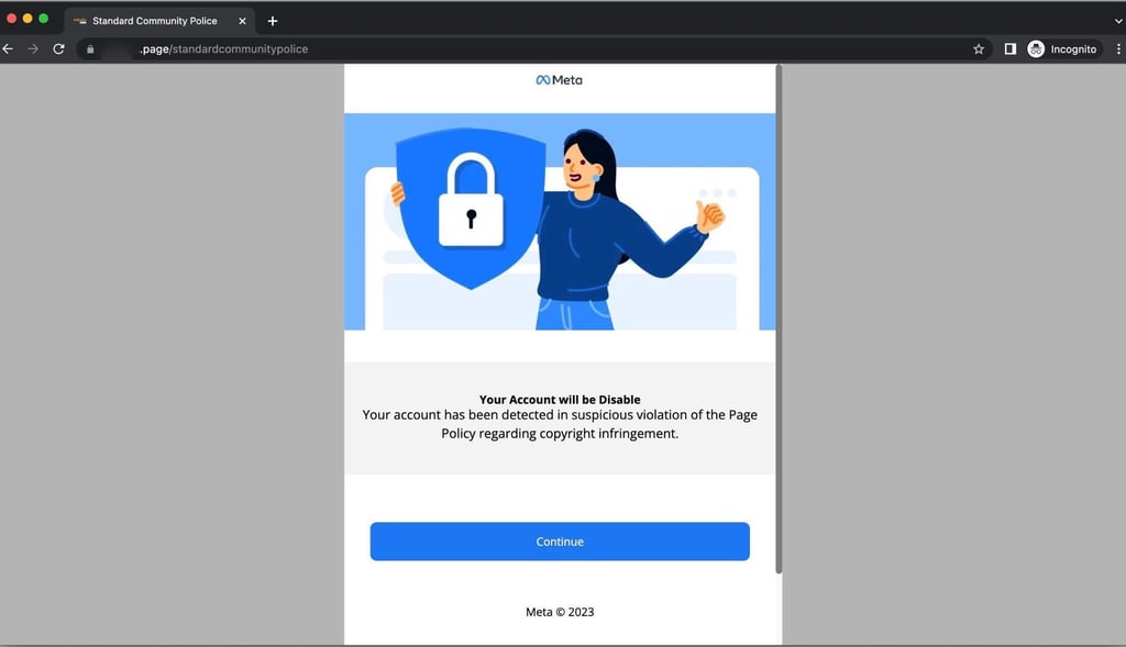 Phishing page with telltale grammatical error