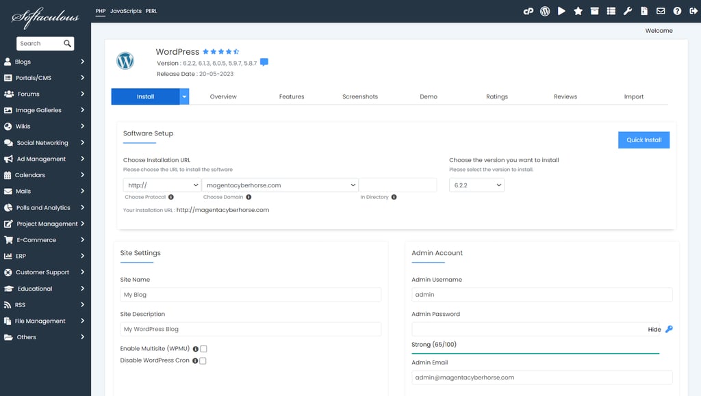 Installing WordPress with HostPapa