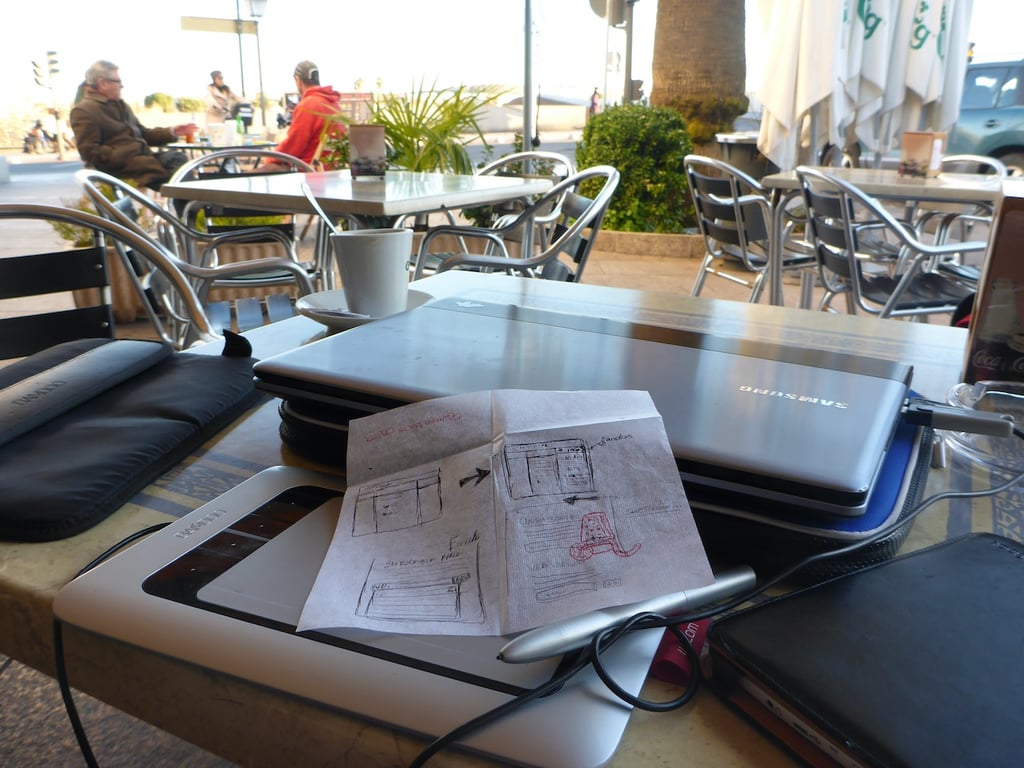 Eureka moment for UX design problem at the cafeteria in Cordoba, Spain