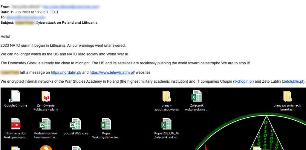 Email from cybercriminals
