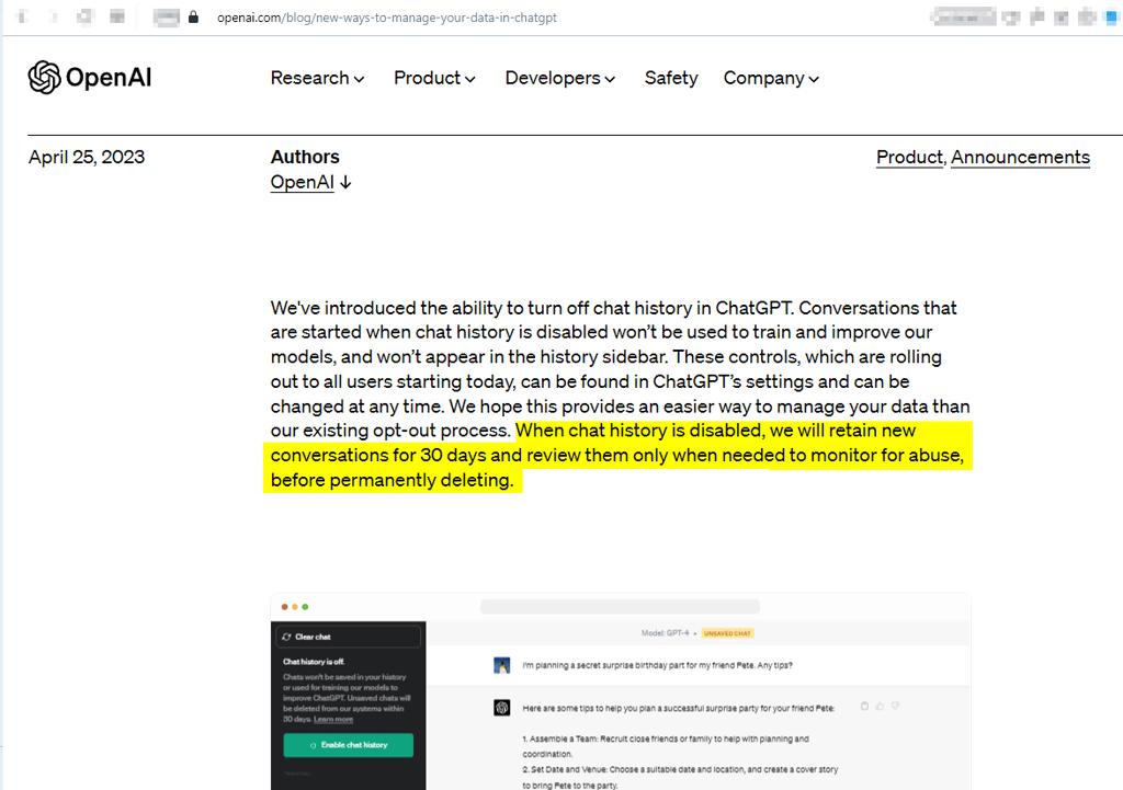 open AI data info