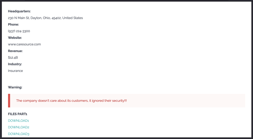 CareSource data leak