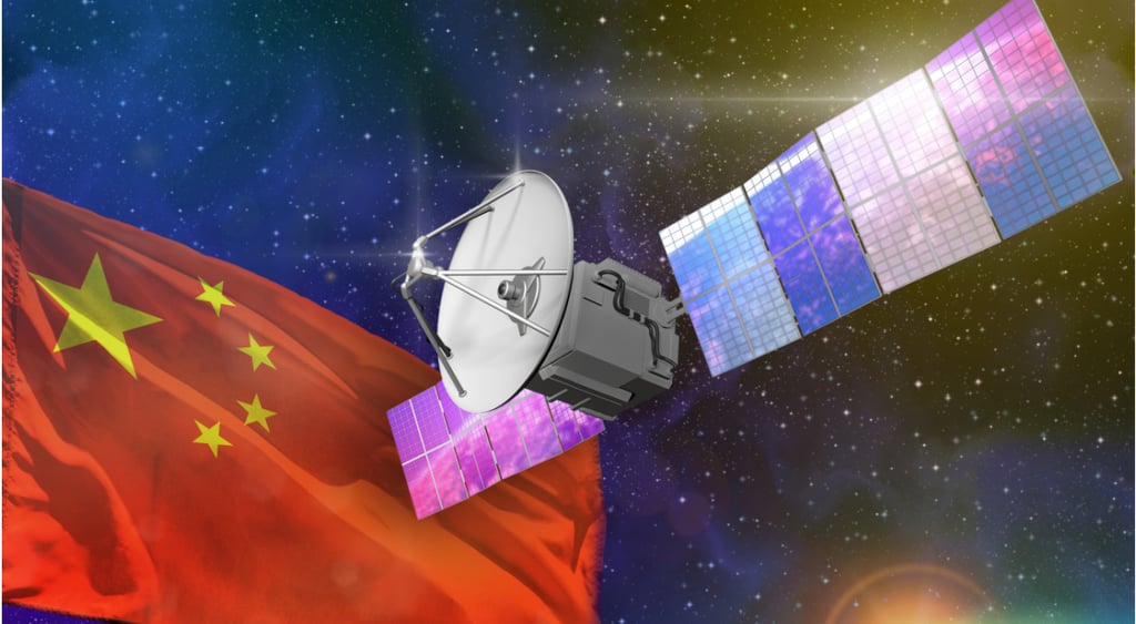 China, flag, space, low earth satellite