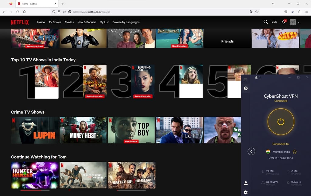 CyberGhost with netflix