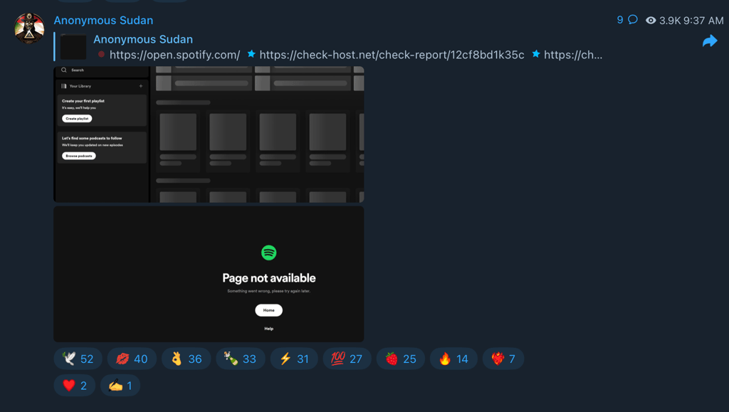 spotify down anonymous sudan