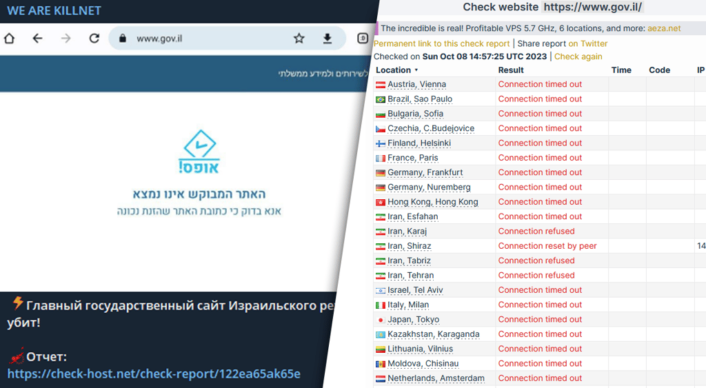 Israeli government websited hacked