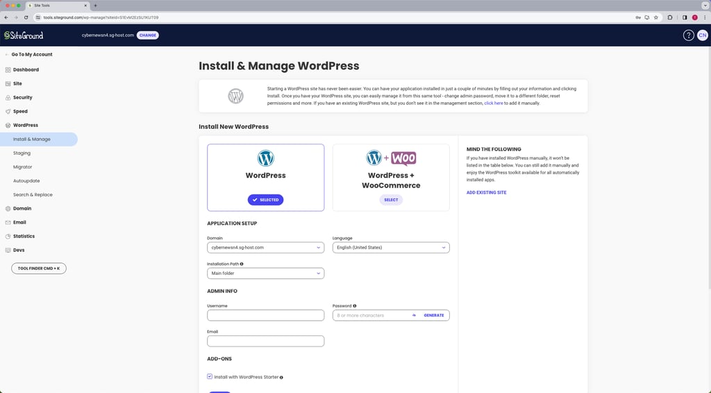 siteground-wordpress-installation