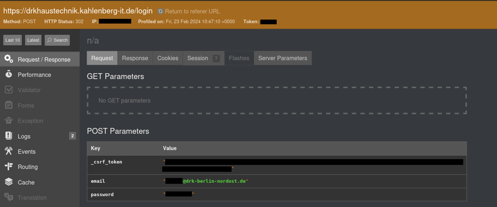 Login request revealing personnel’s credentials