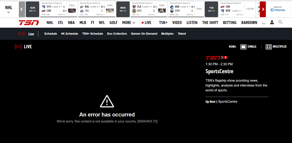 TSN-error-message