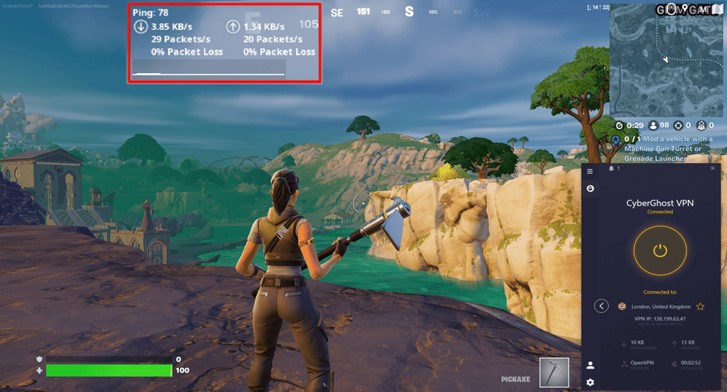 CyberGhost Fortnite ping