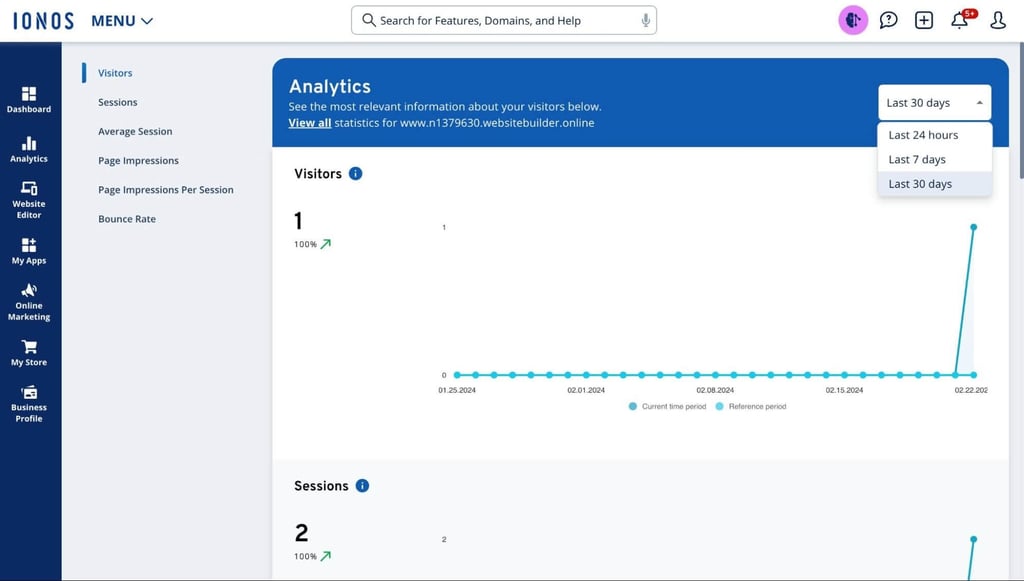 IONOS builder analytics