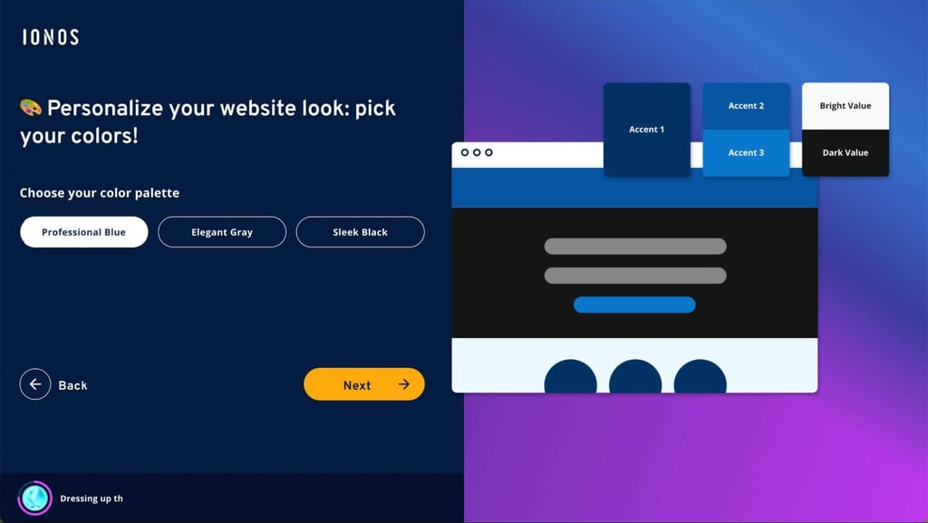 IONOS builder color palette