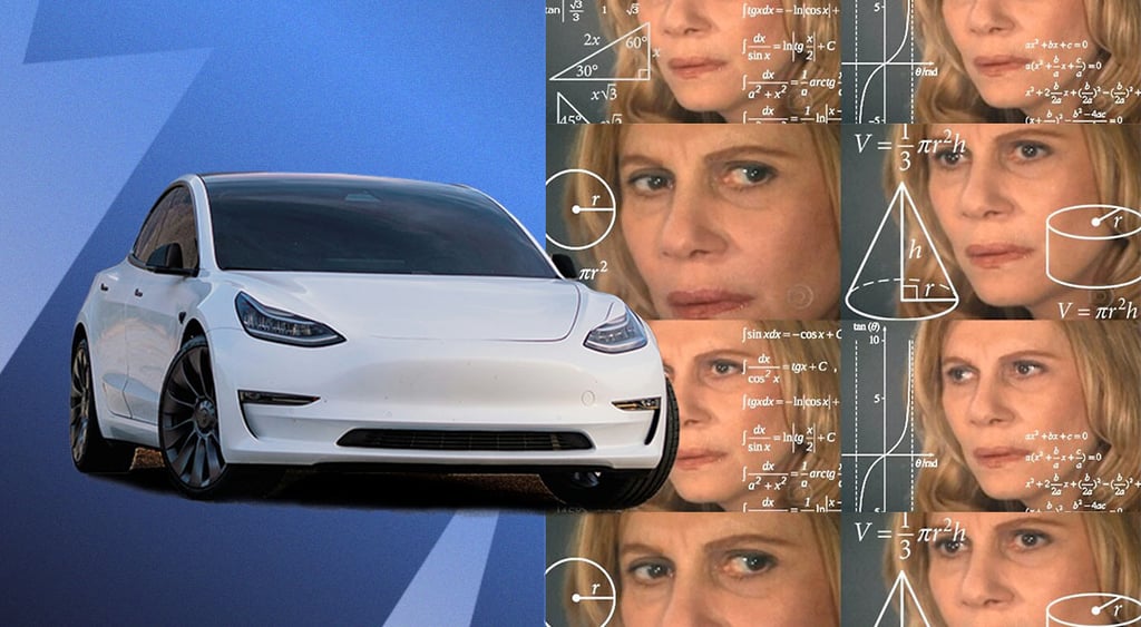 Math woman Tesla car